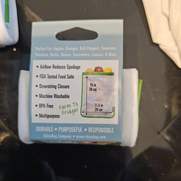 ChicoBag Reusable Produce Bag w/Drawstring Closure & Breathable Mesh - Set of 5 - Picture 4 of 5